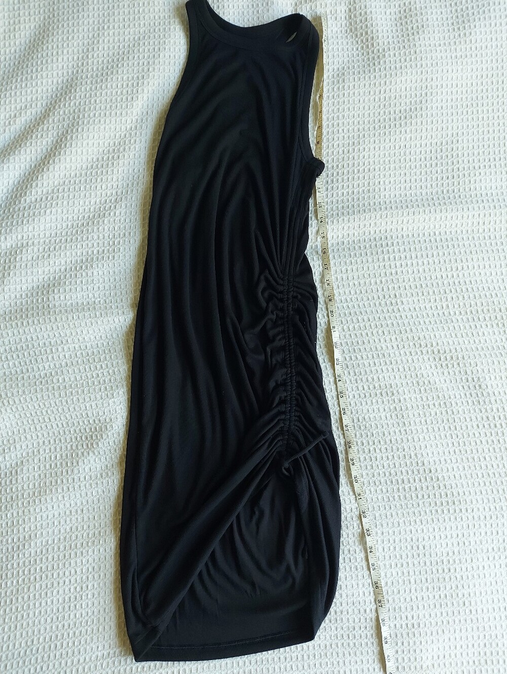 Black Ruched Side Racerback Tank Dress - Picture 3 of 6